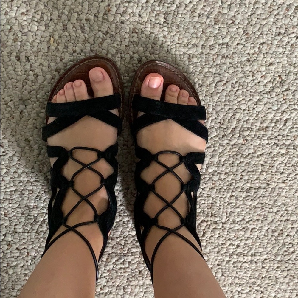 SAM EDELMAN Black Suede Sandals